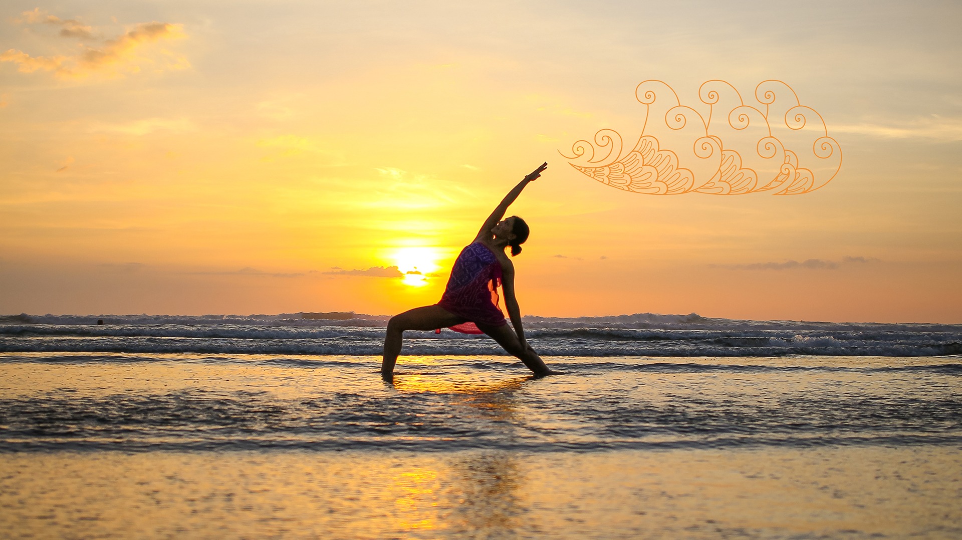 Tara in a yoga pose on the beach