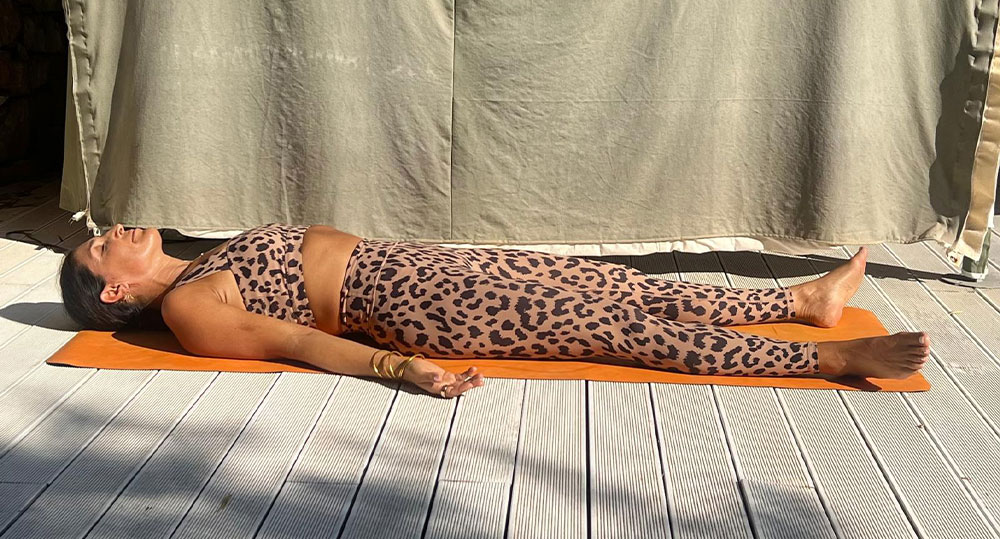 Tara in a yoga pose